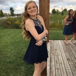 Navy Blue sequined homecoming dress